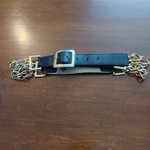 Black Leather and Gold Chain Waist Belt